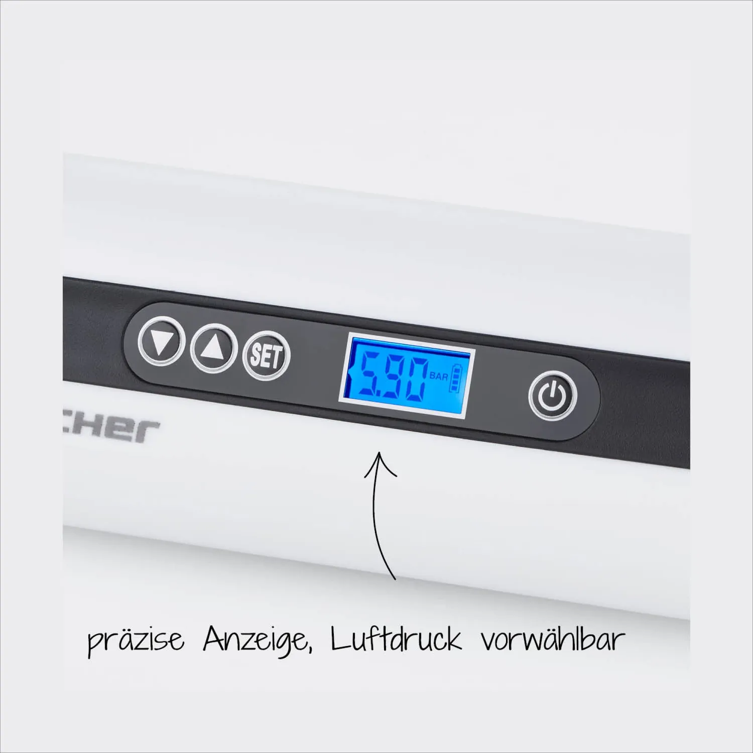 Fischer Akku-Kompressor Luftpumpe 3 Bar Powerbank Display