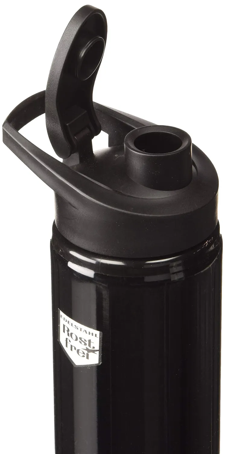 Fischer Trinkflasche Edelstahl 750 ml schwarz große Öffnung