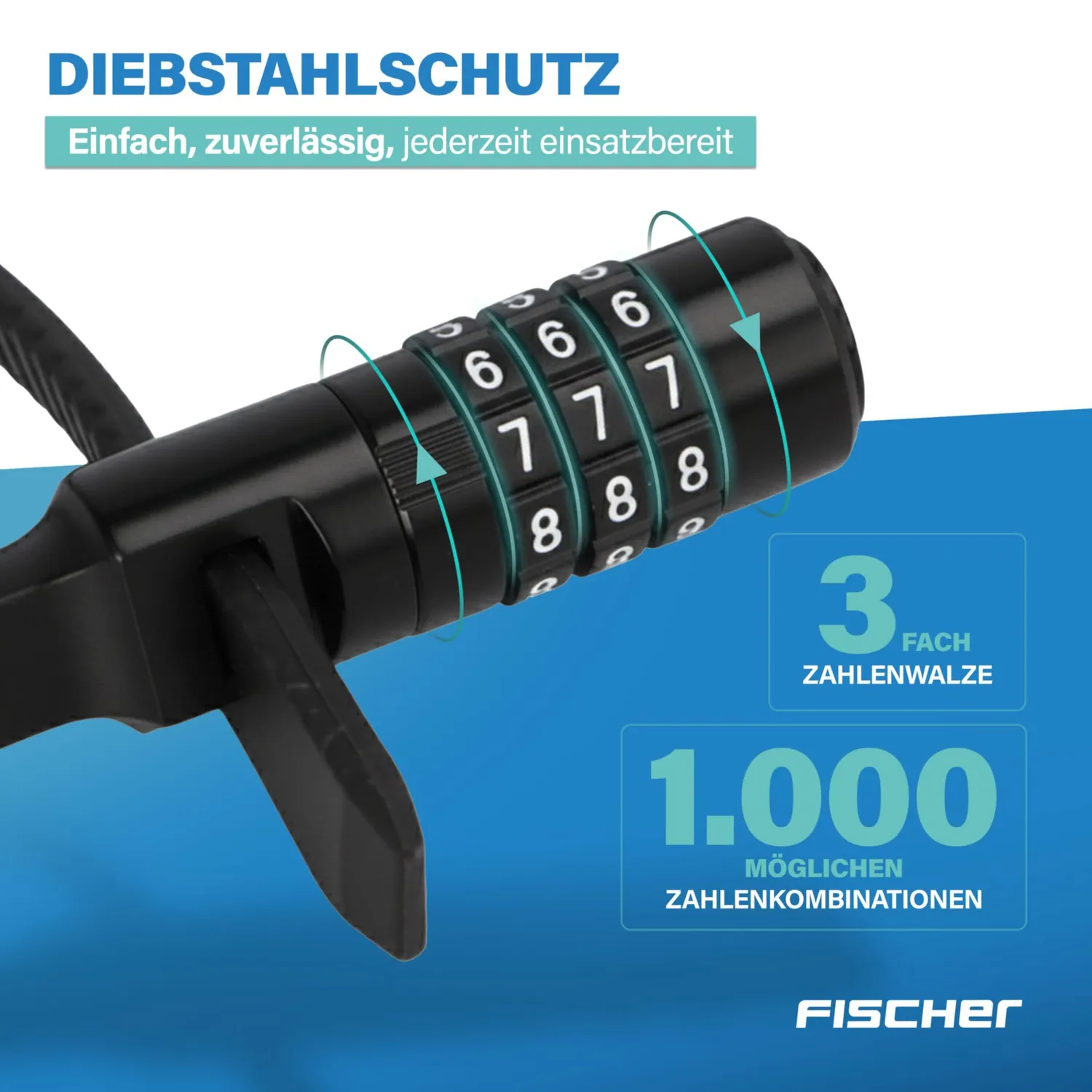 Fischer Zahlenschloss 53 cm schwarz 1000 Kombinationen