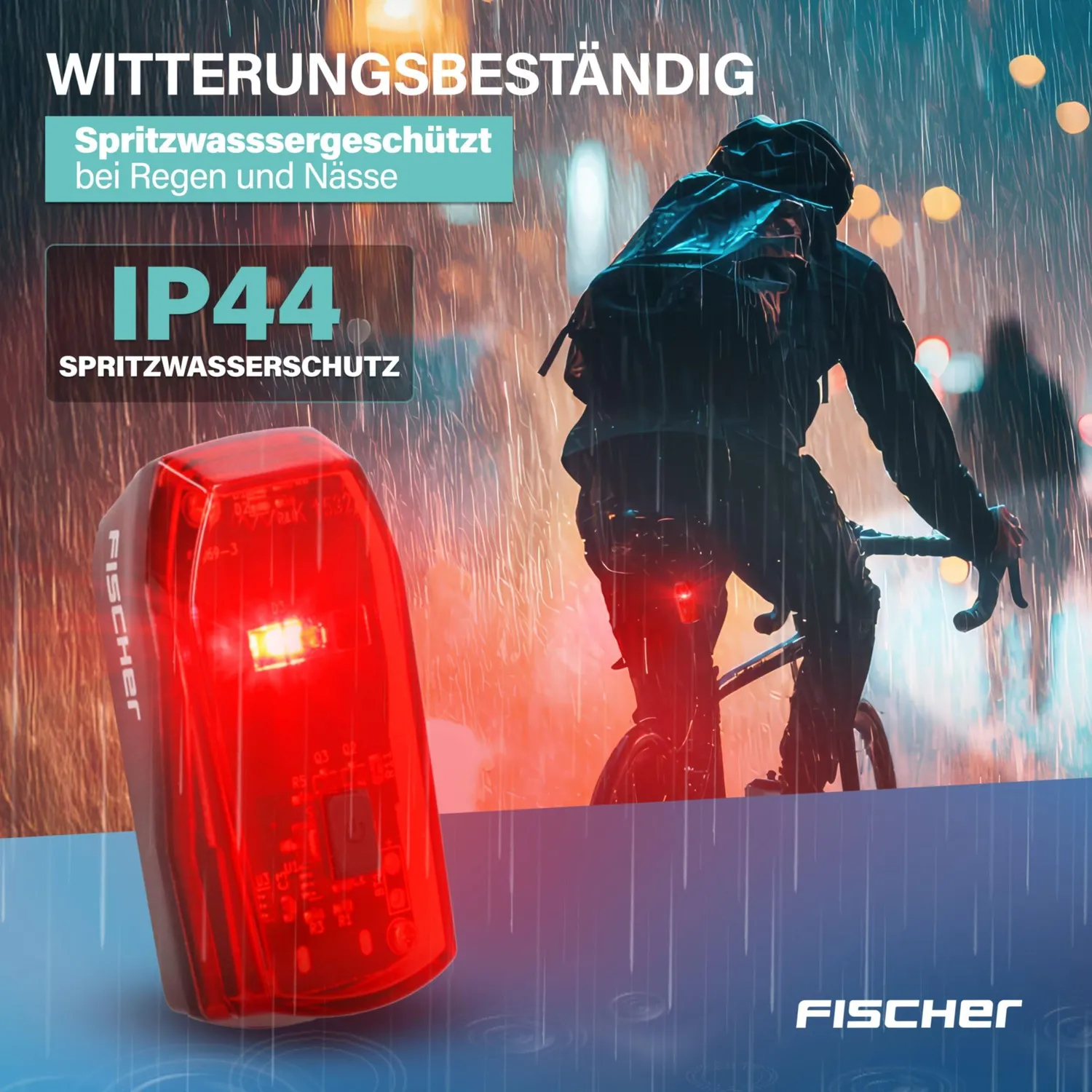 Fischer Basic Rücklicht LED hinten Akku StVZO