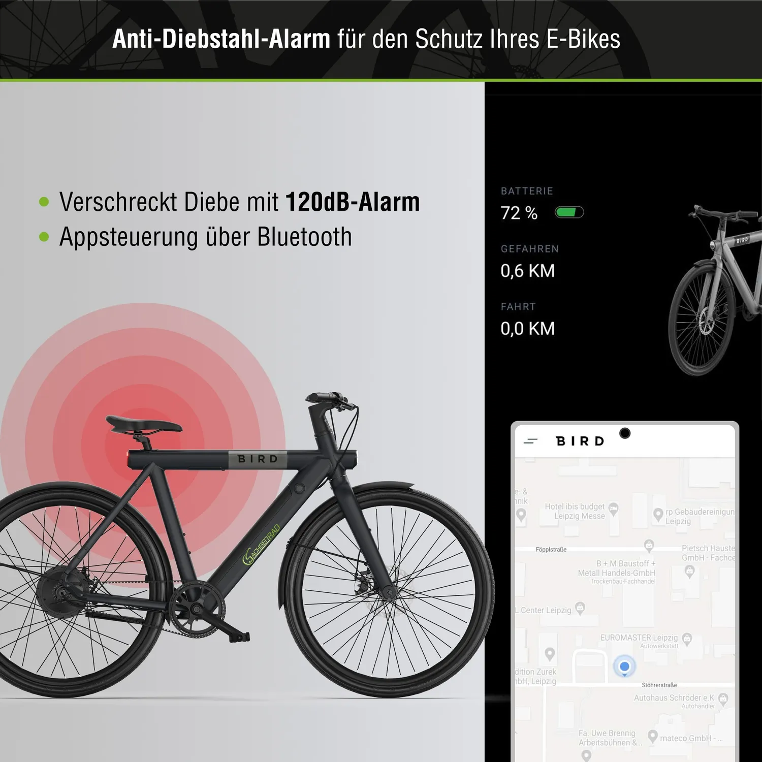 SachsenRad xBird C6R Connect E-Bike gebraucht schwarz