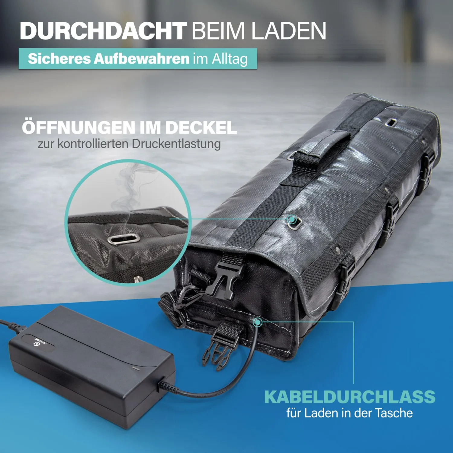 Fischer Brandschutztasche Lithium-Akku feuerfest 1000 °C