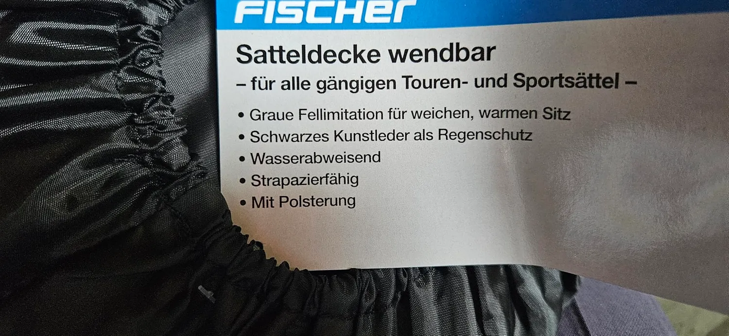 Fischer 2-in-1 Sattelbezug Fell/Kunstleder schwarz gepolstert