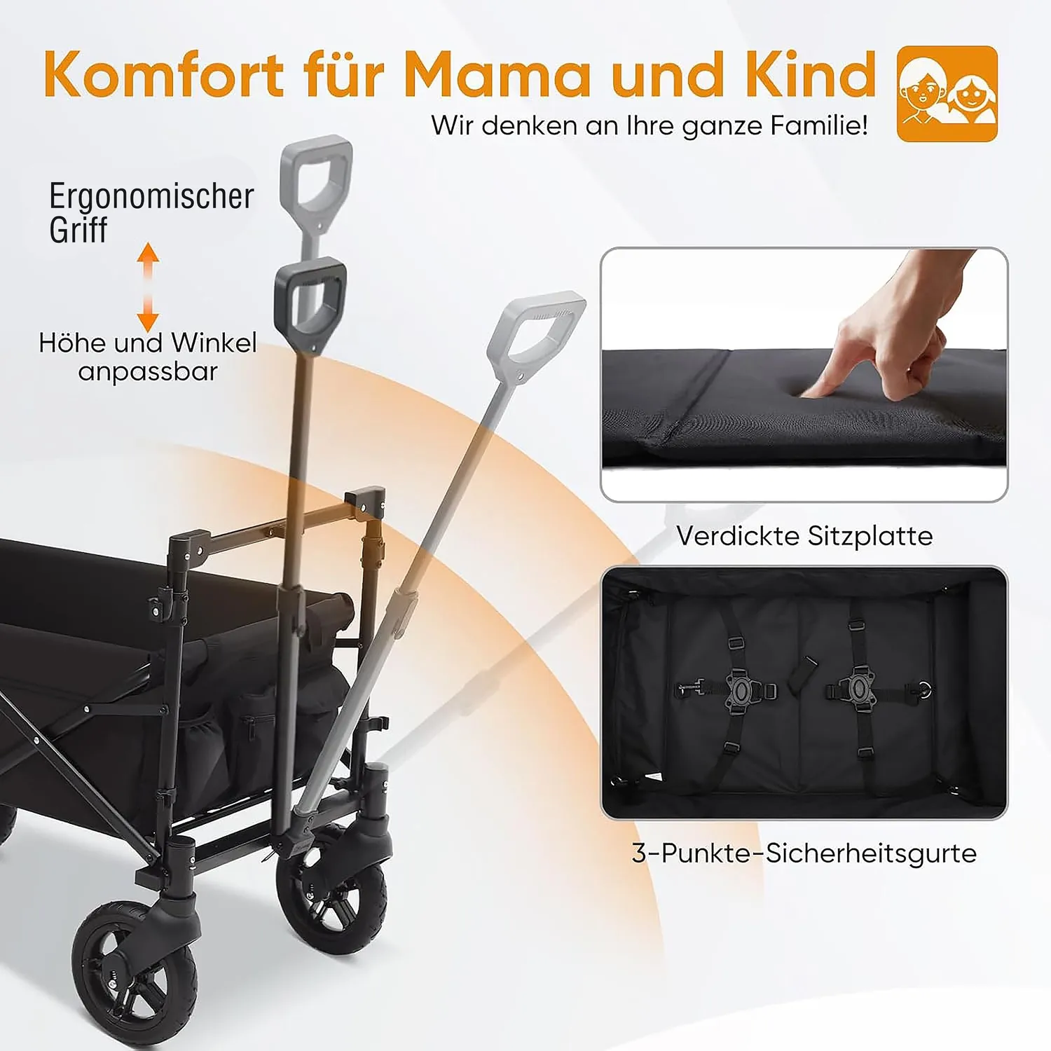 SachsenRad Bollerwagen faltbar mit Dach 150 kg