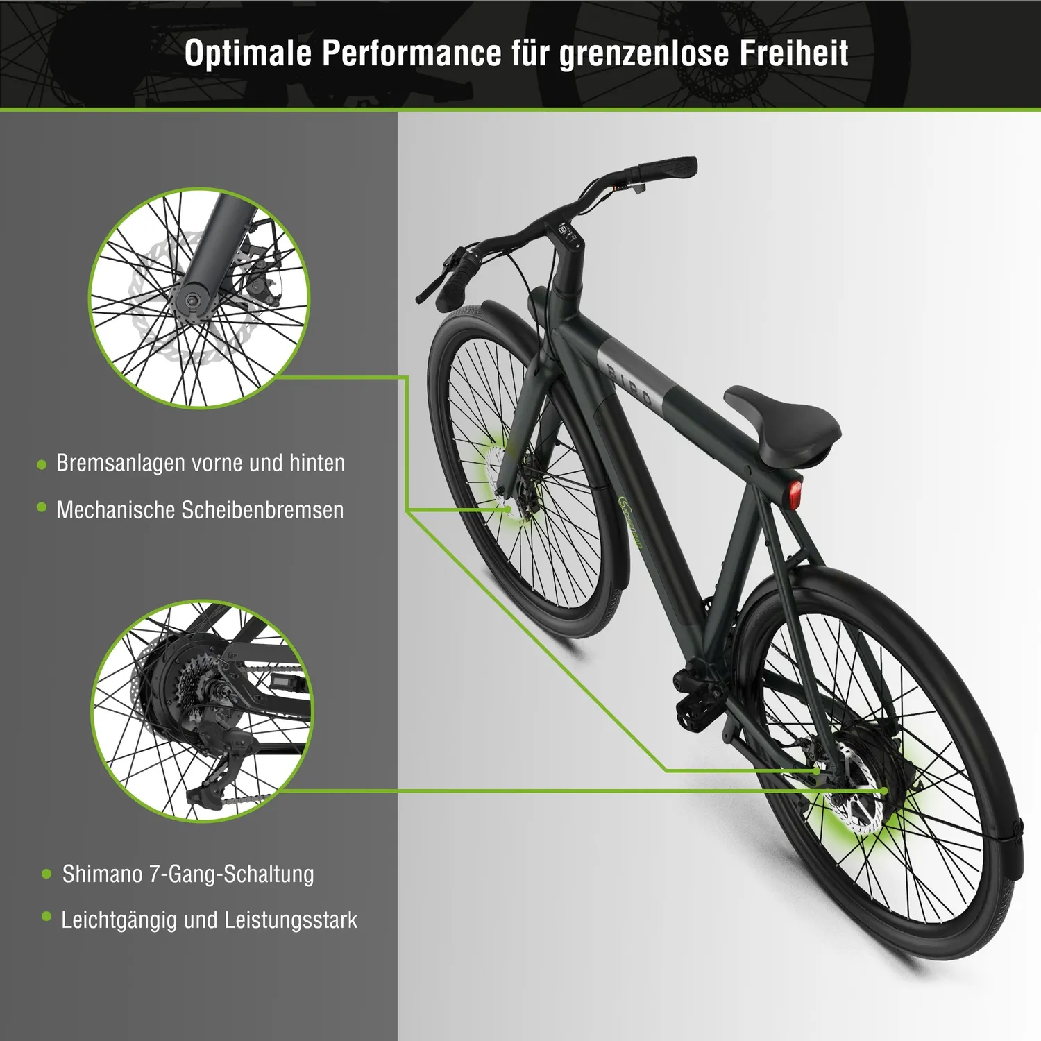 SachsenRad xBird Urban C6M Connect E-Citybike 28 Zoll schwarz