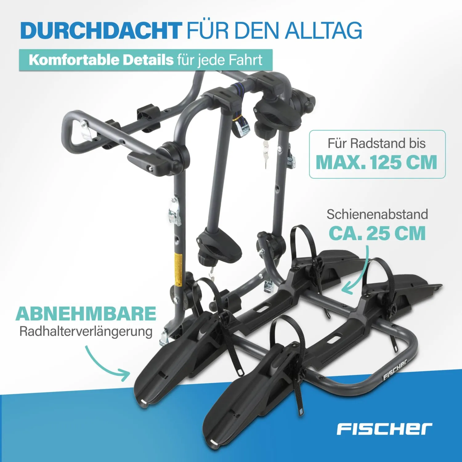 Fischer Heck Fahrradträger für 2 Fahrräder 45 kg