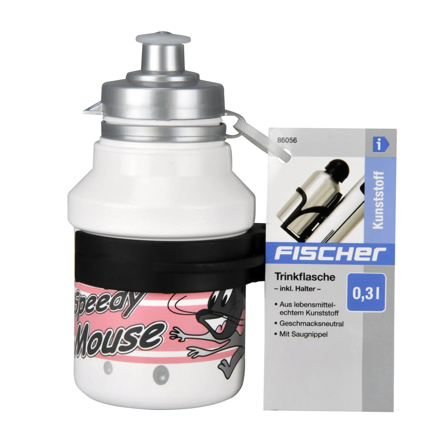 Fischer Kinder Trinkflasche 300 ml weiß mit Halter
