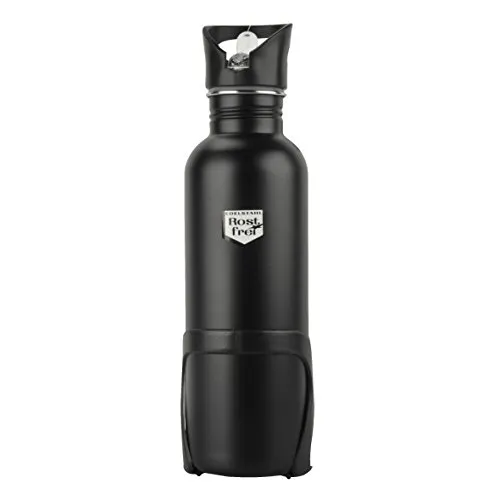 Fischer Trinkflasche Edelstahl 750 ml schwarz mit Halter