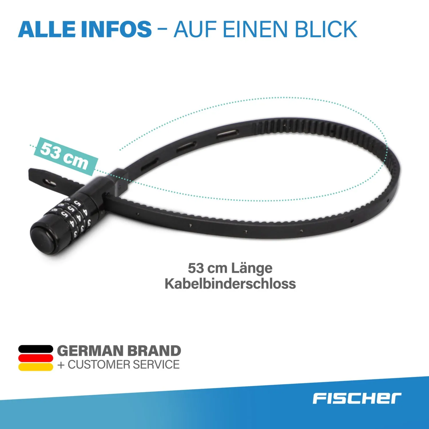 Fischer Zahlenschloss 53 cm schwarz 1000 Kombinationen