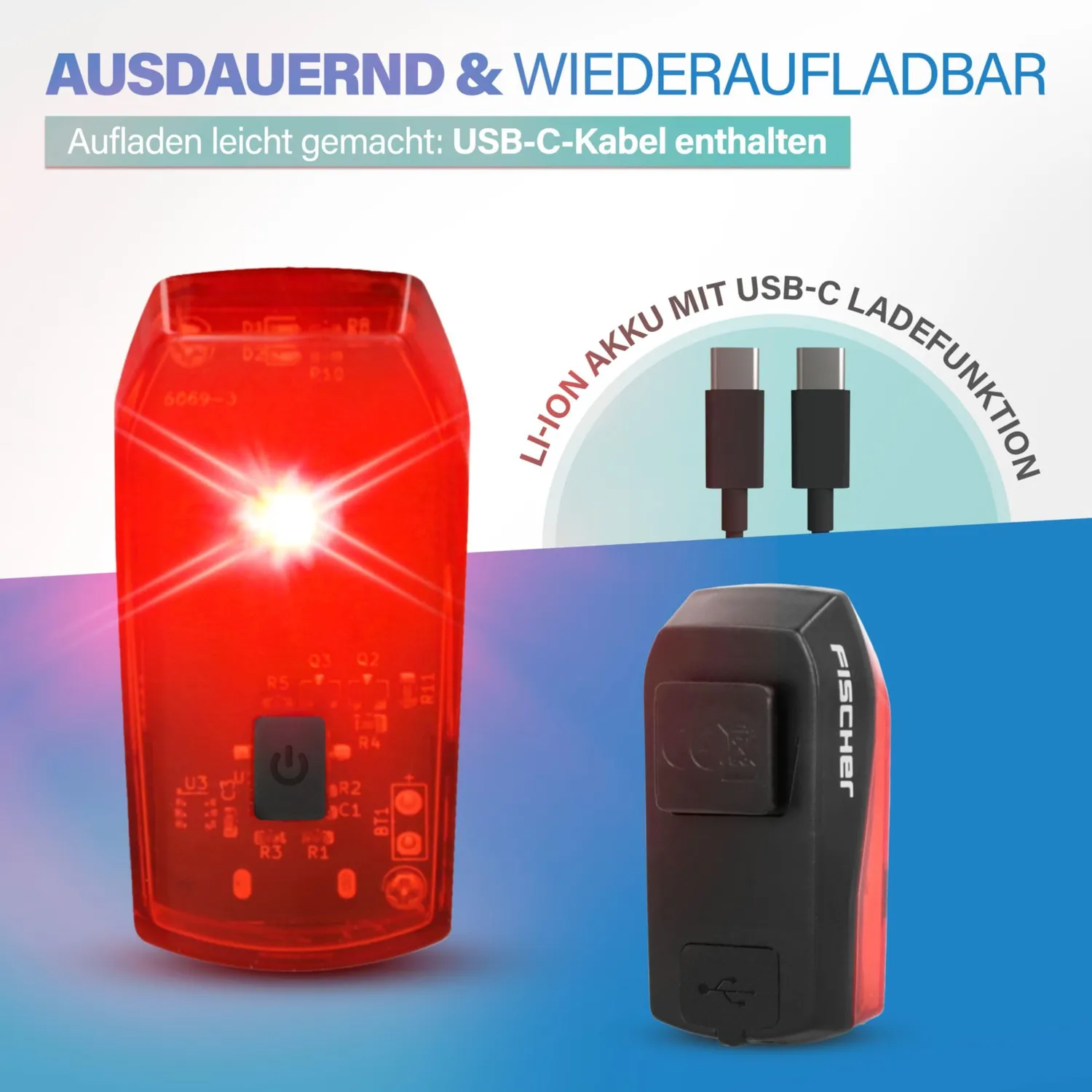 Fischer Basic Rücklicht LED hinten Akku StVZO