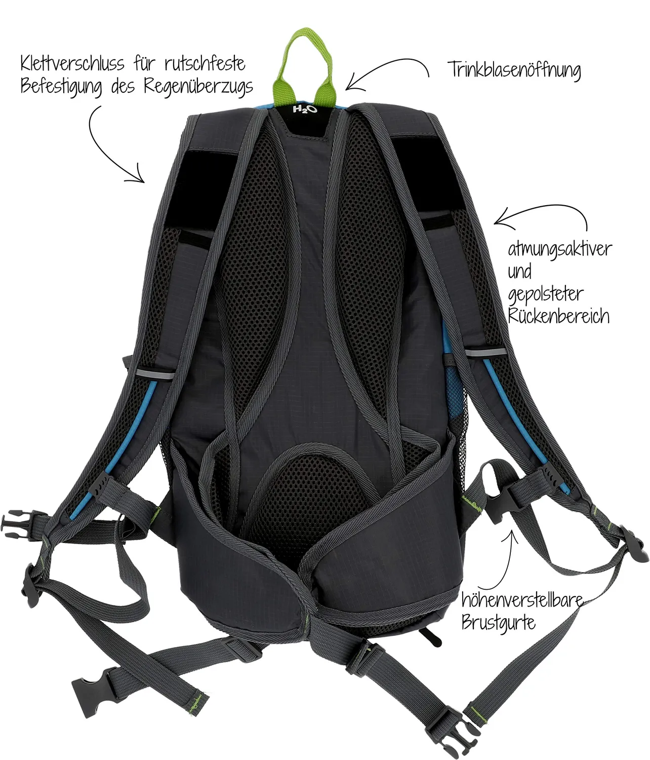 Fischer Fahrradrucksack 15 Liter Blau mit Helmnetz