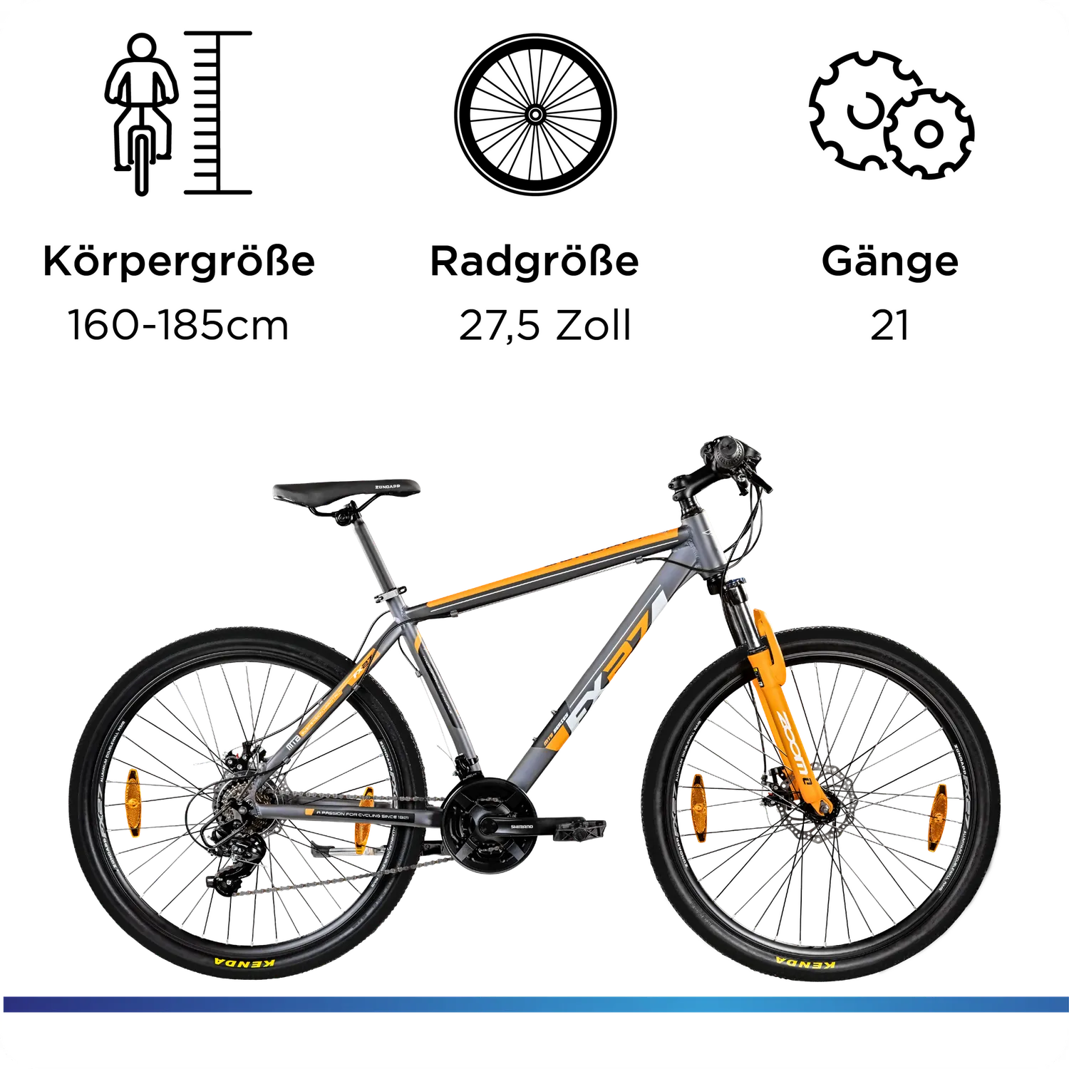 Zündapp FX27 Mountainbike 27,5 Zoll 48 cm grau 21-Gang