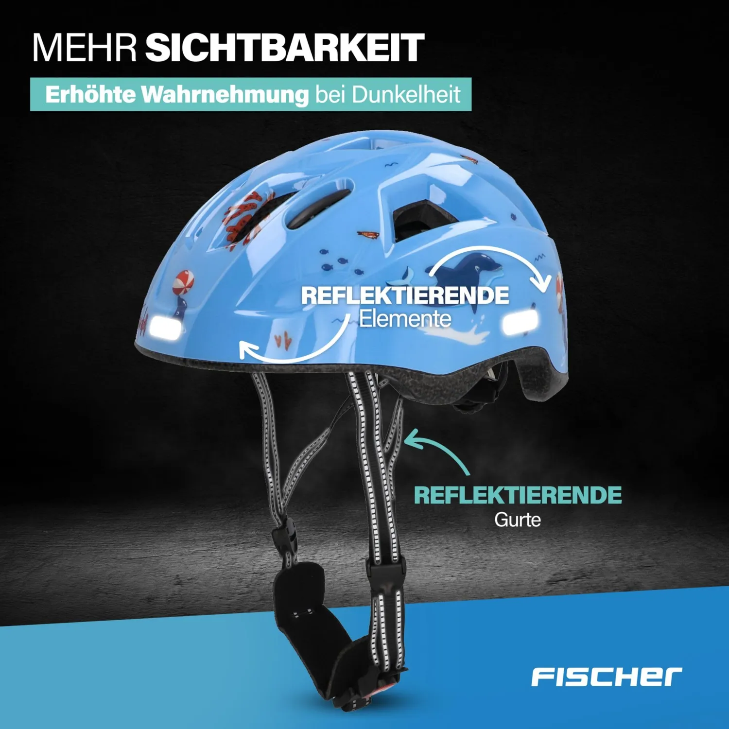 Fischer Kinderhelm Fahrradhelm XS/S 48-54 cm blau LED