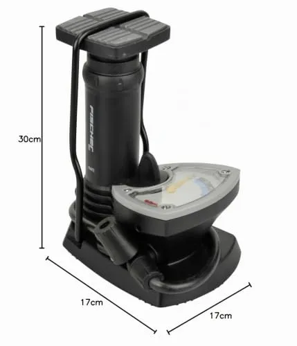 Fischer Fuß-Standpumpe mit Manometer 7 bar Doppelkopf
