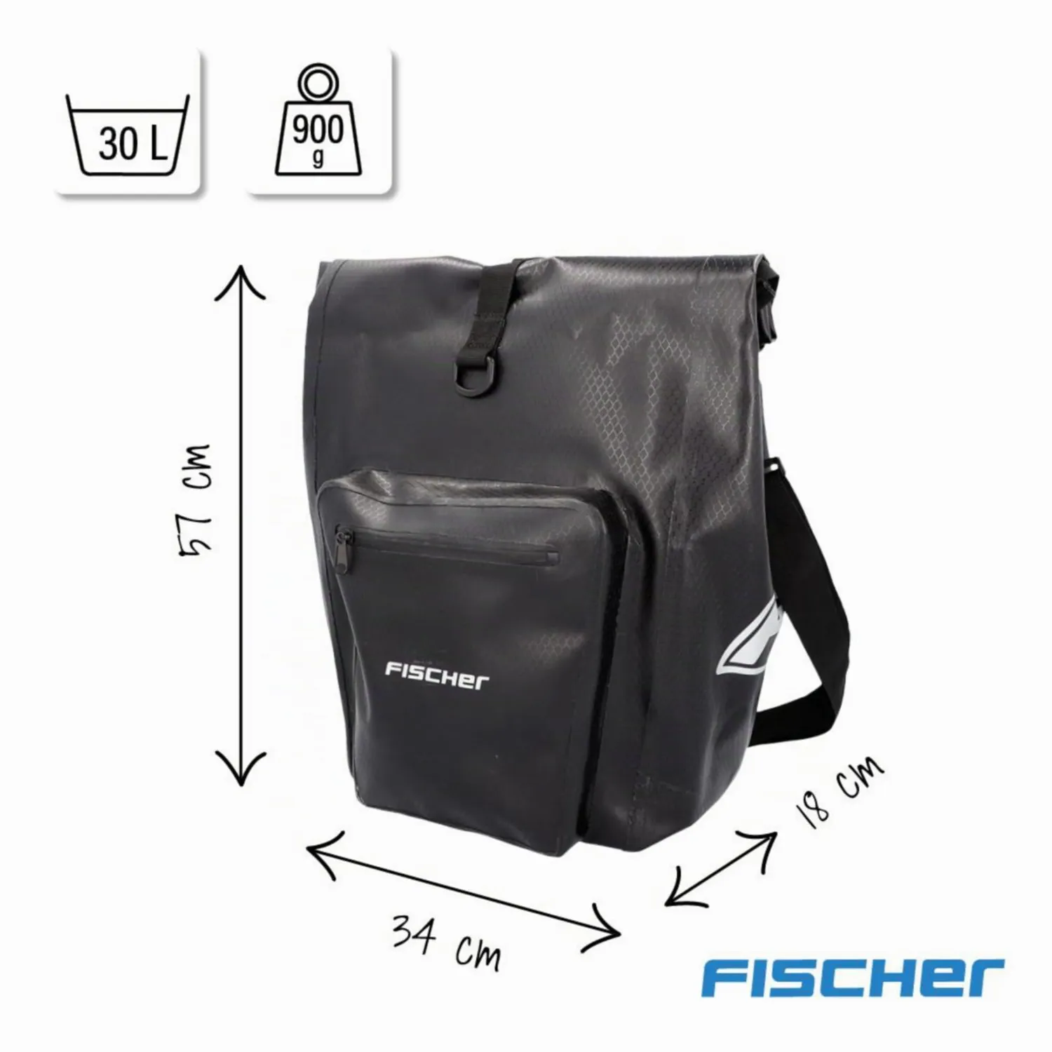 Fischer Plus Terra Gepäckträgertasche 30L schwarz M