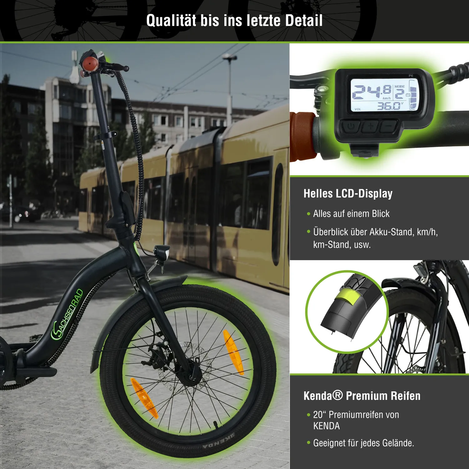 SachsenRad F2 Farmers Folding E-Faltrad schwarz 130km