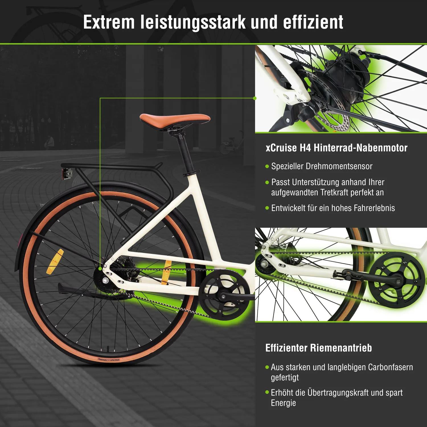 SachsenRad C3V Roma II City E-Bike weiß Riemen KI 16 kg