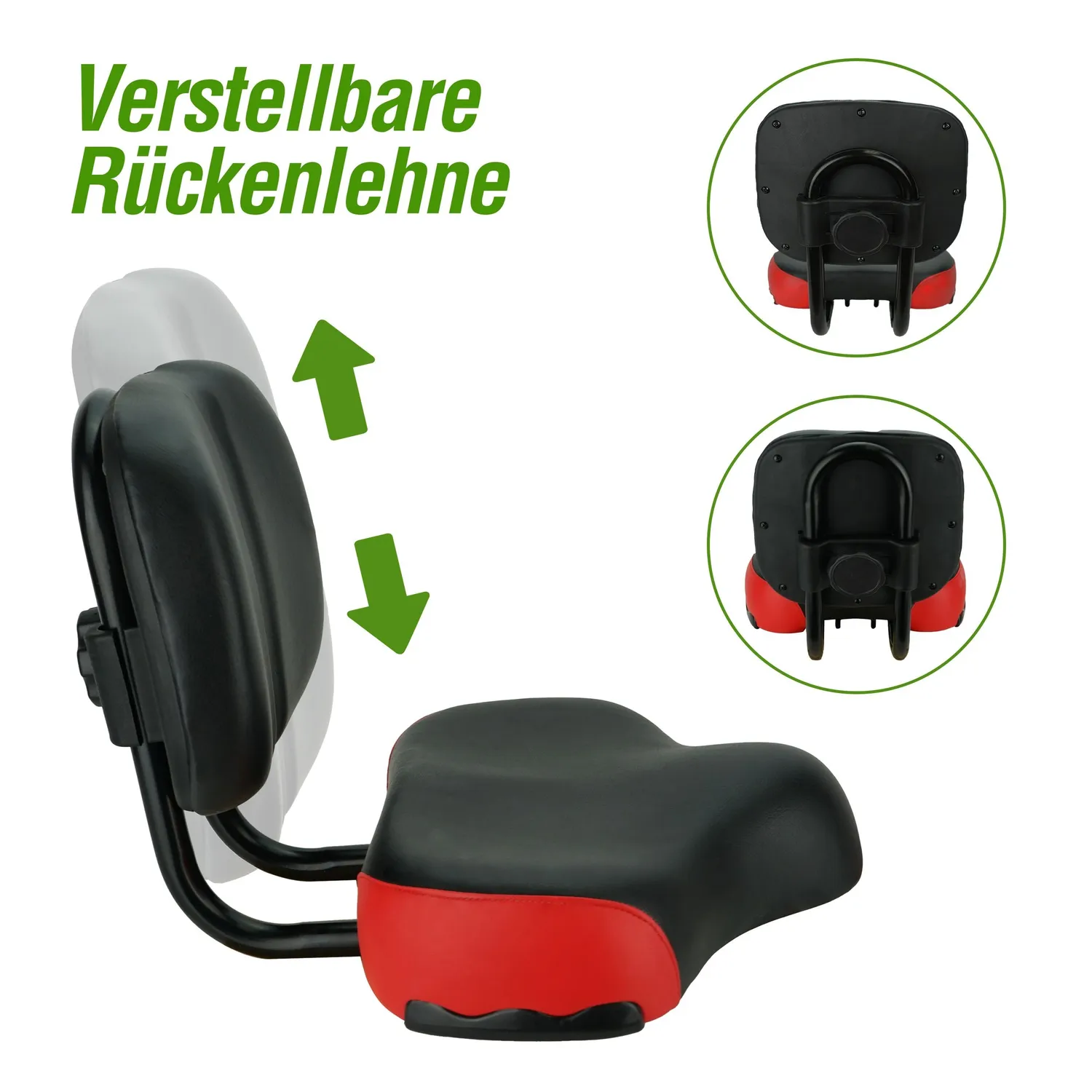 SachsenRad Sattel mit Rückenlehne Fahrradsattel verstellbar Memory-Schaum