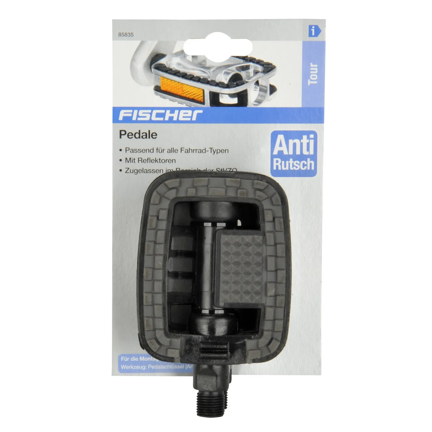 Fischer Pedale Anti-Rutsch mit Reflektoren schwarz