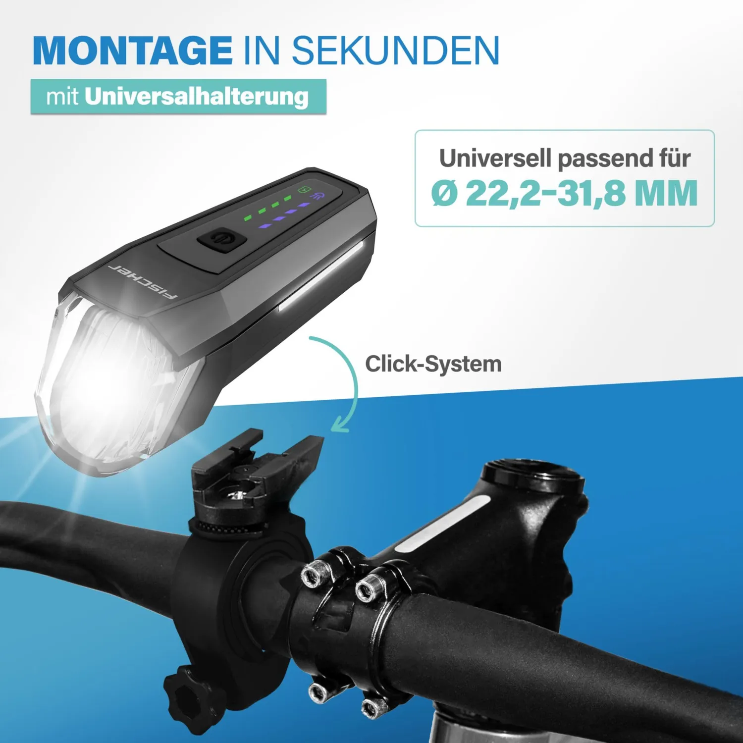 Fischer Akku Frontlicht 110 Fahrradlicht 110 Lux StVZO