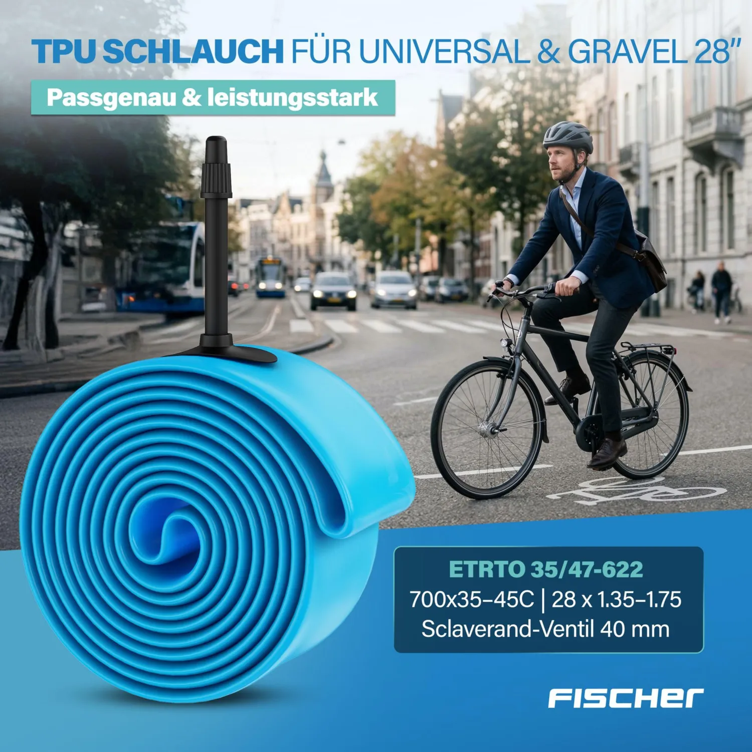 Fischer TPU Fahrradschlauch 28 Zoll 35-47-622