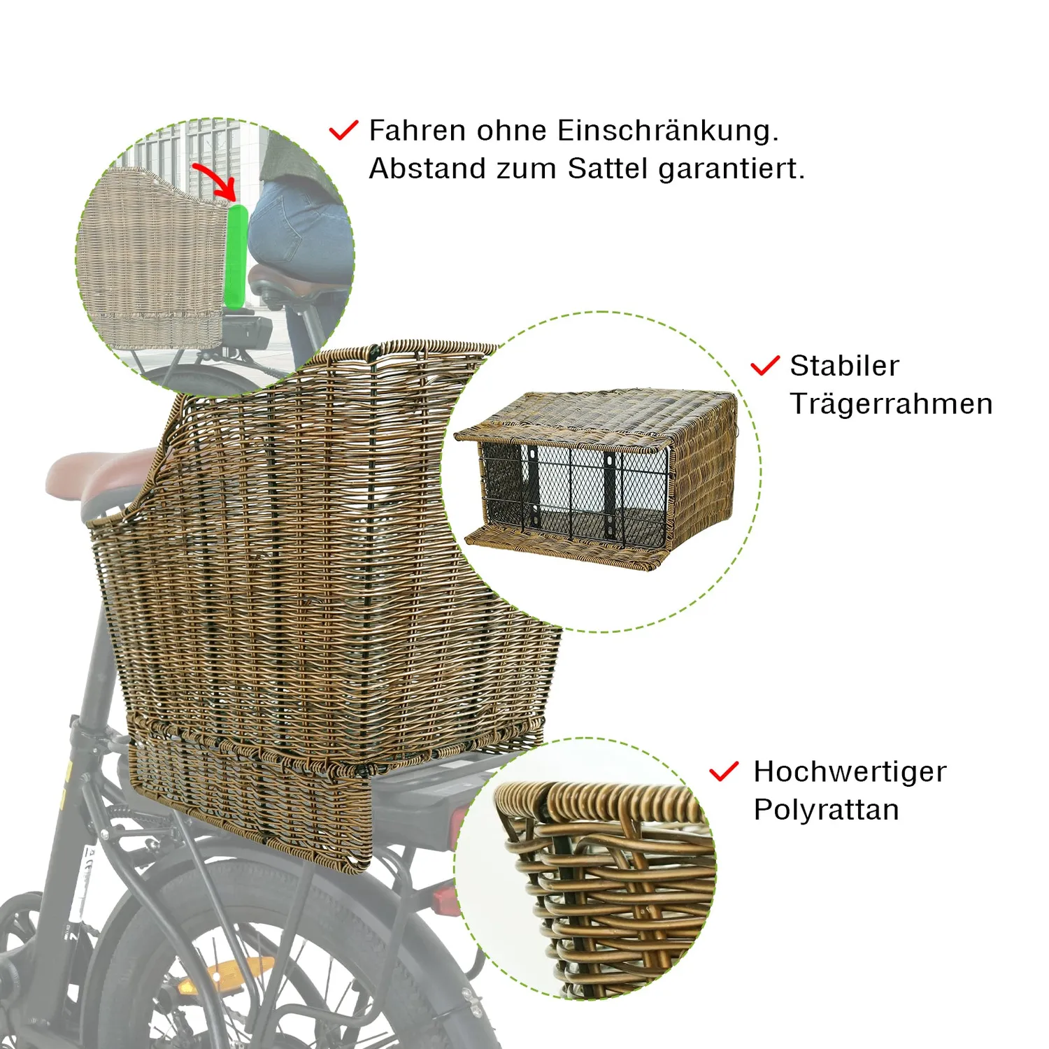SachsenRad Vintage Gepäckträgerkorb 20L Polyrattan 6 kg