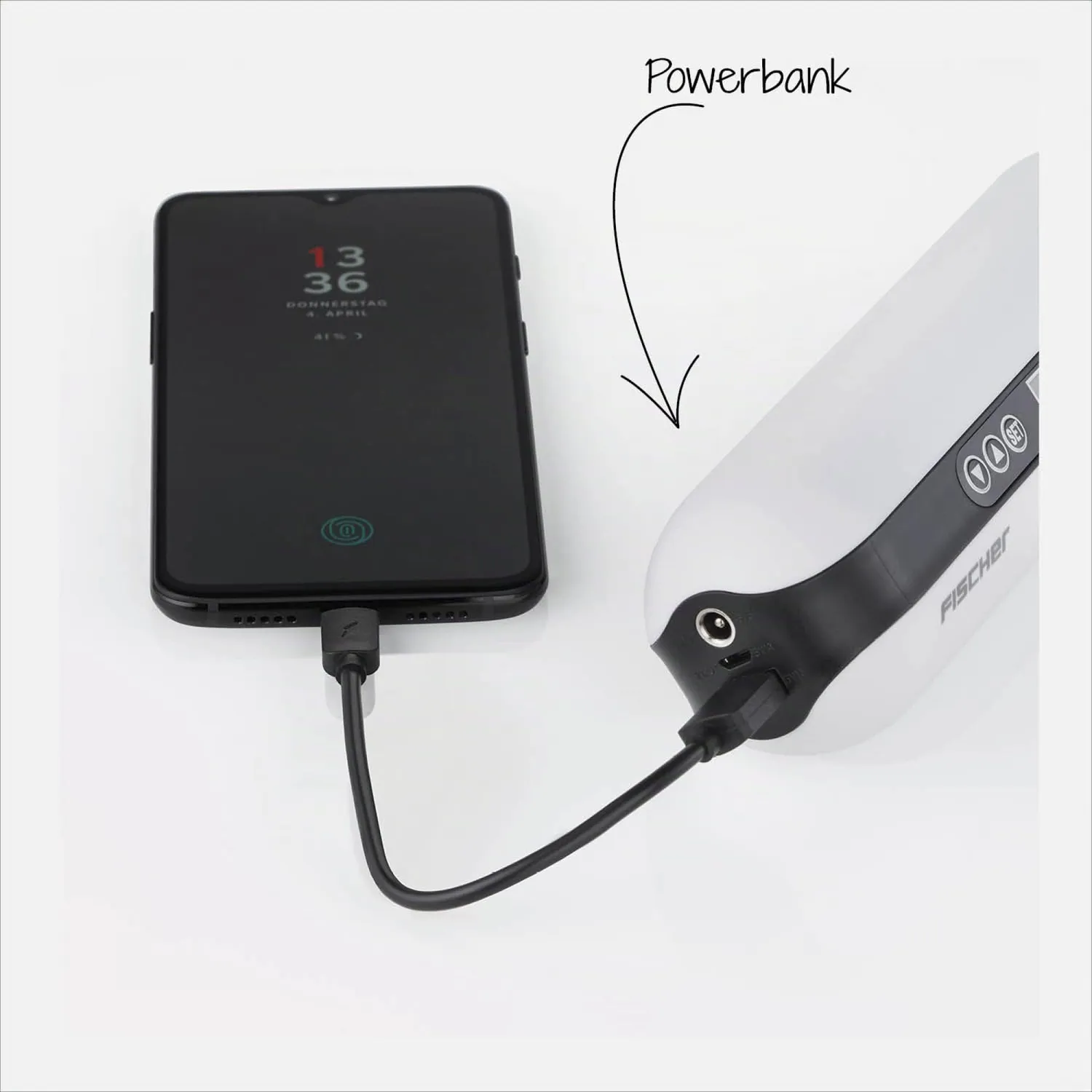 Fischer Akku-Kompressor Luftpumpe 3 Bar Powerbank Display