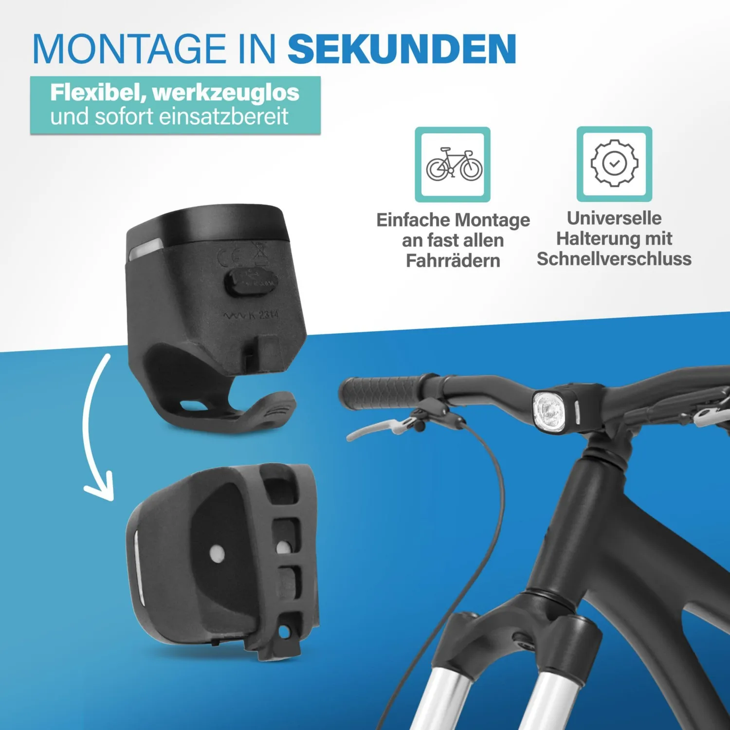 Fischer Square Beleuchtungs-Set USB 40 Lux StVZO wasserdicht