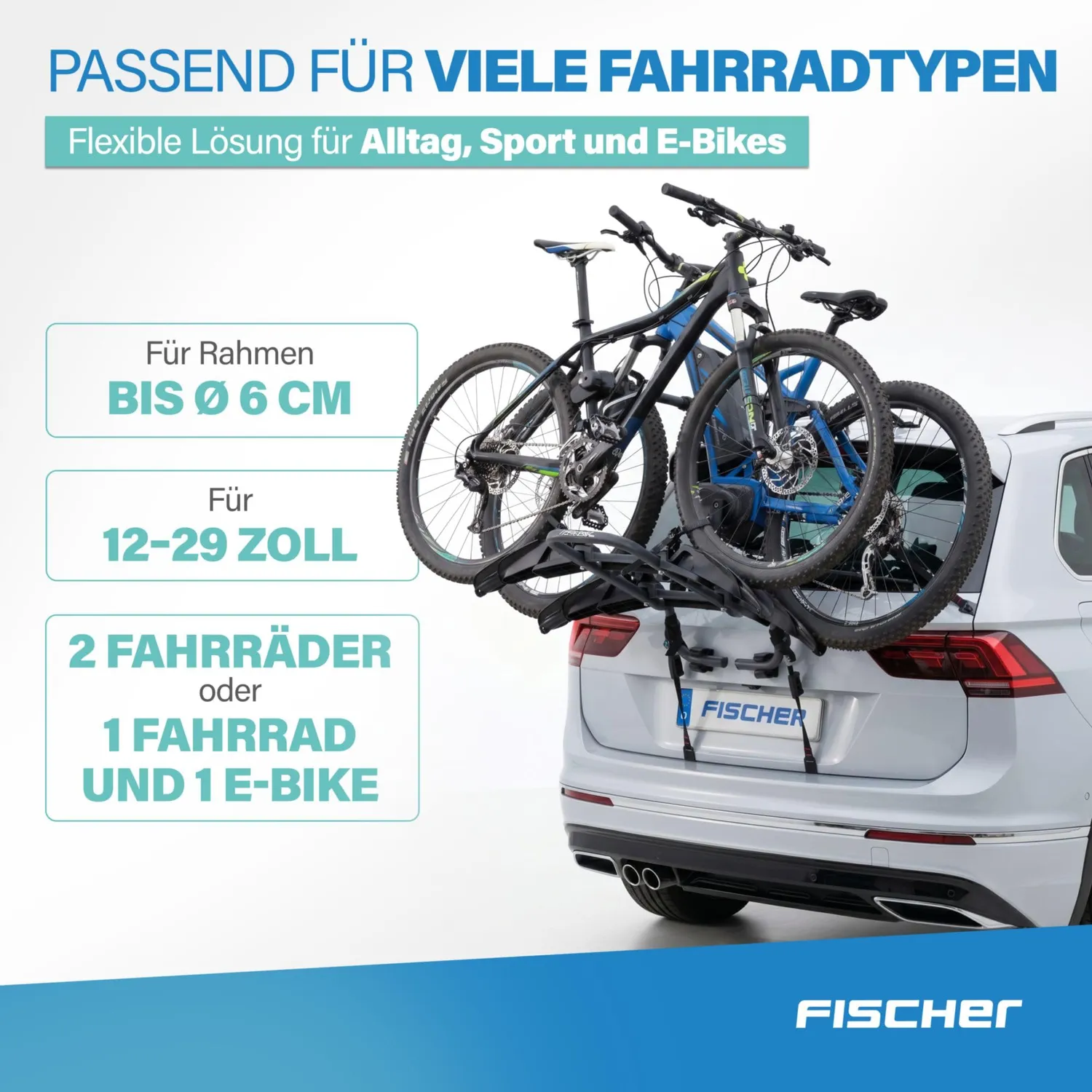 Fischer Heck Fahrradträger für 2 Fahrräder 45 kg