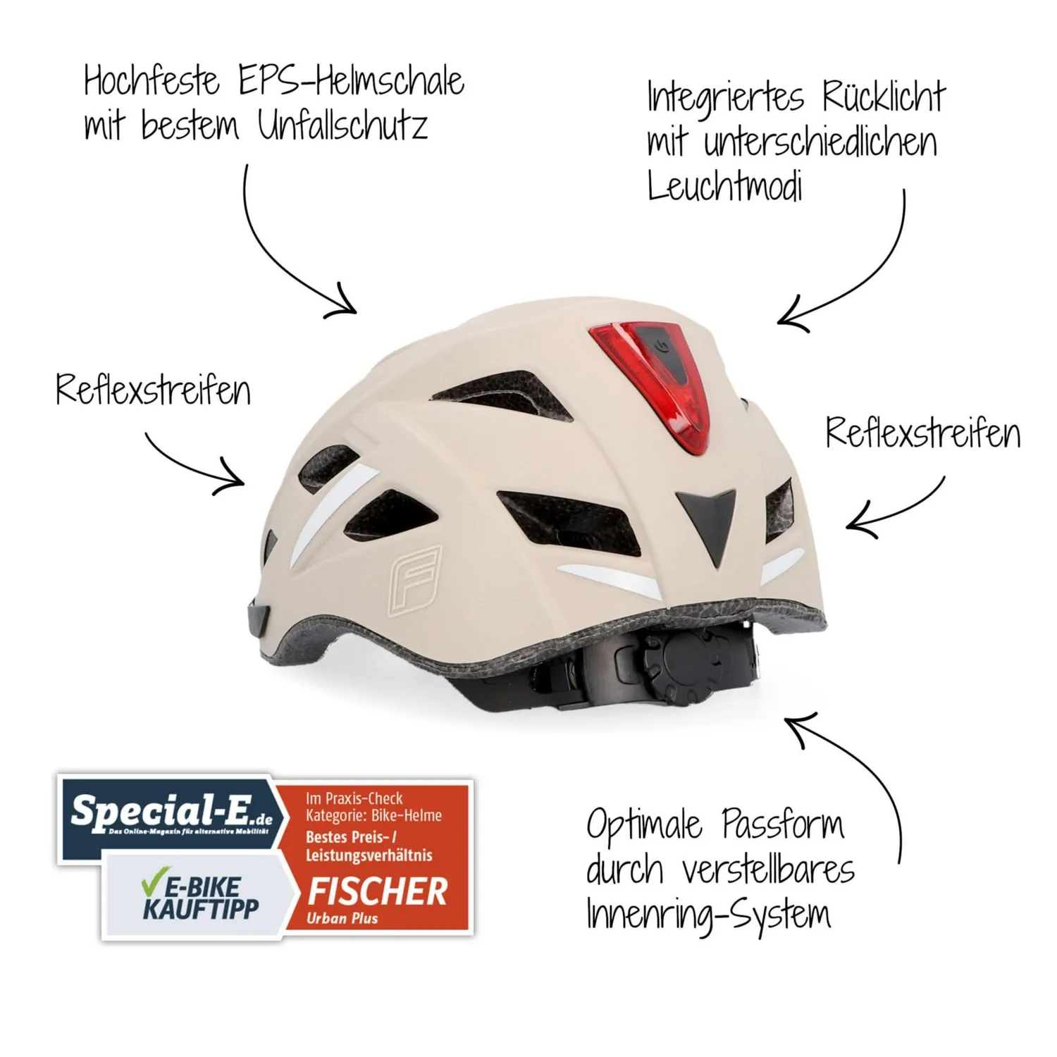 Fischer Urban Plus Cityhelm mit LED-Rücklicht S/M