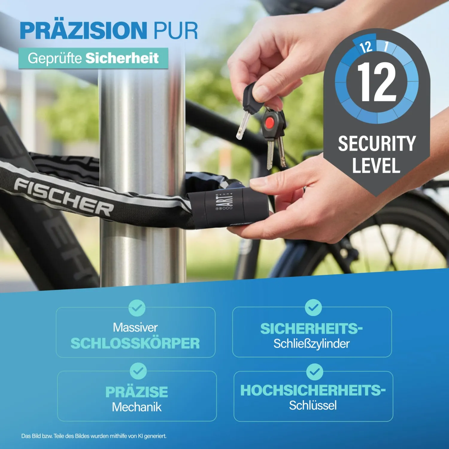 Fischer Protec Plus CK100 Kettenschloss 100 cm schwarz ART