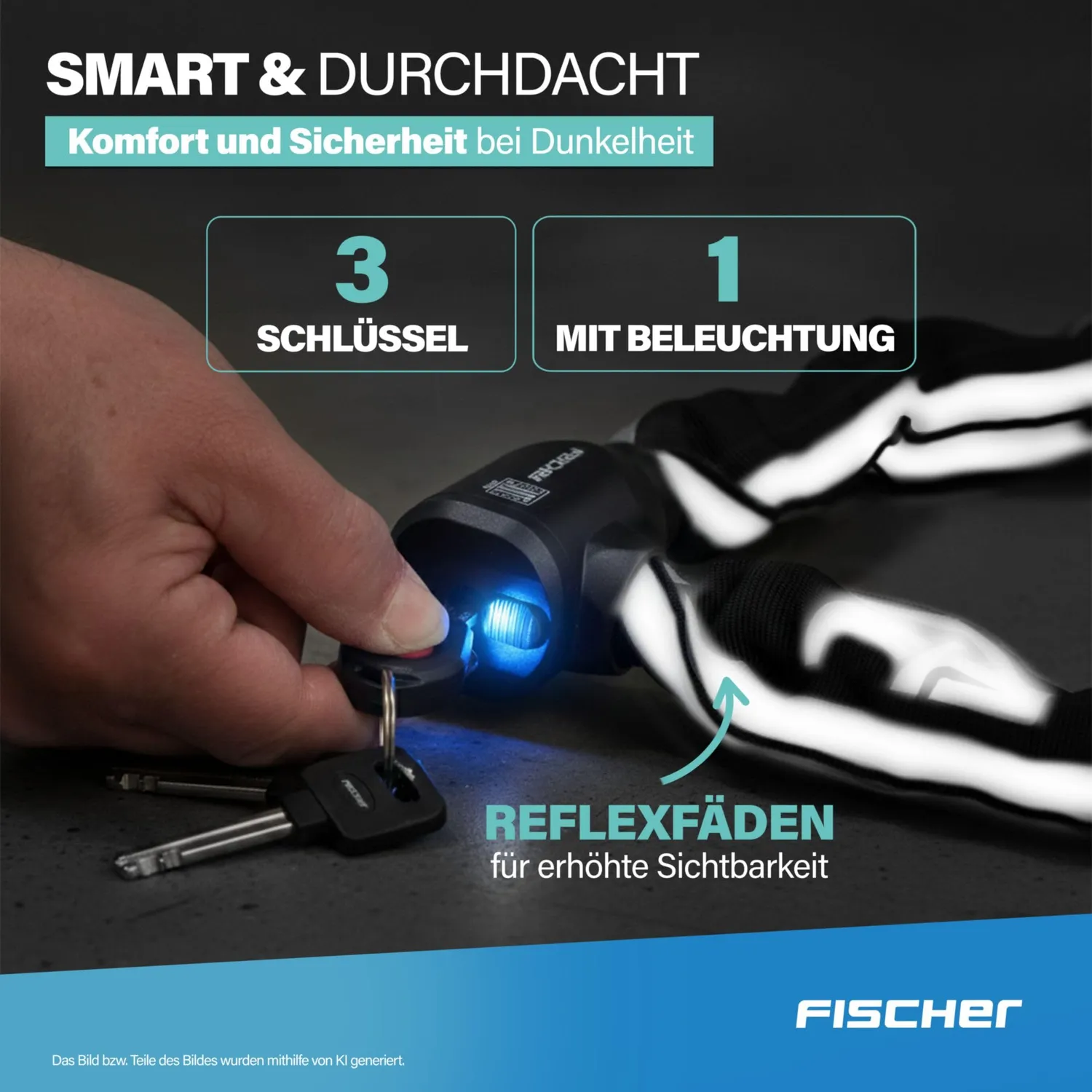 Fischer Protec Plus CK100 Kettenschloss 100 cm schwarz ART