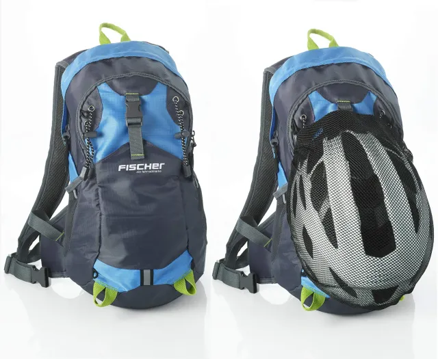 Fischer Fahrradrucksack 15 Liter Blau mit Helmnetz