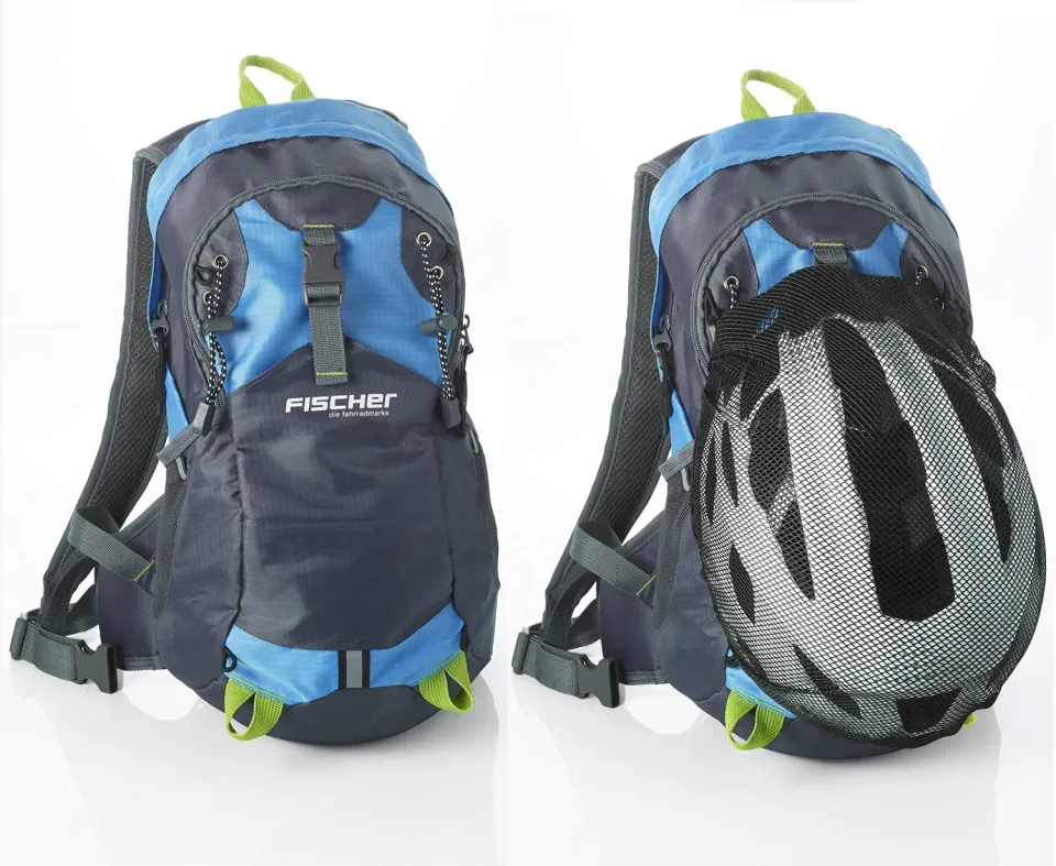 Fischer Fahrradrucksack 15 Liter Blau mit Helmnetz