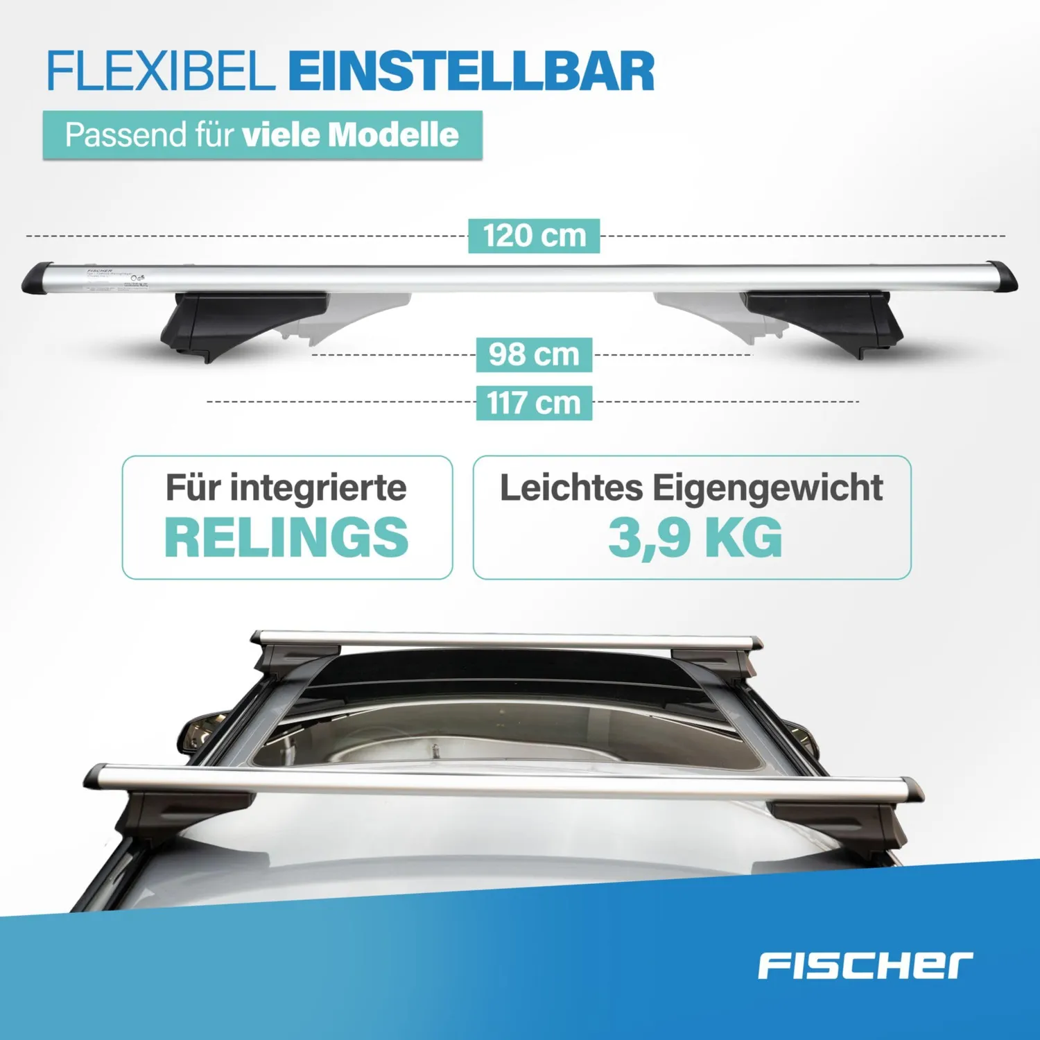 Fischer CrossLine L Relingträger 1,20 m Aluminium 75 kg