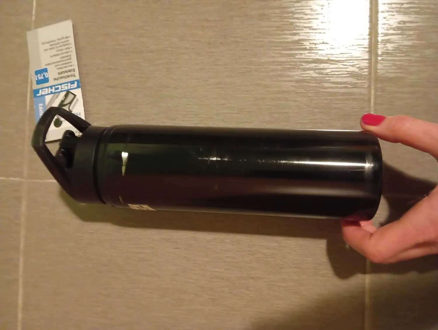 Fischer Trinkflasche Edelstahl 750 ml schwarz große Öffnung