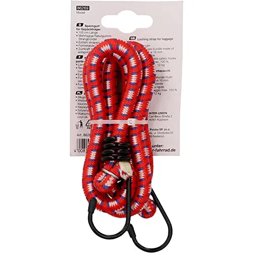Fischer Spanngurt 100 cm rot mit Haken bis 12 kg