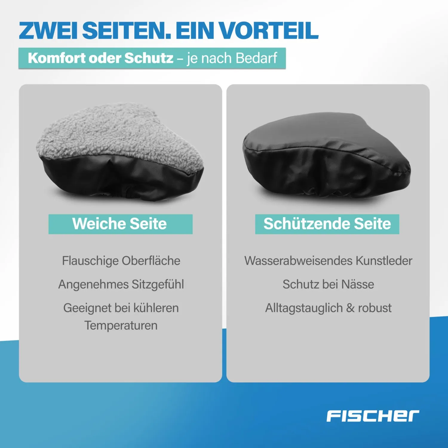 Fischer 2-in-1 Sattelbezug Fell/Kunstleder schwarz gepolstert