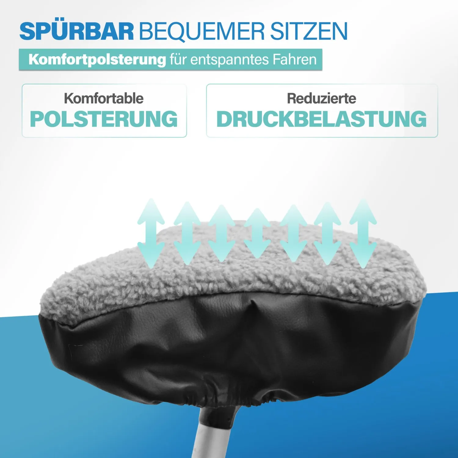 Fischer 2-in-1 Sattelbezug Fell/Kunstleder schwarz gepolstert
