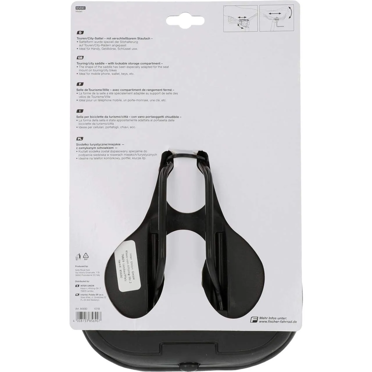 Fischer Sattel Touren mit Staufach schwarz One Size