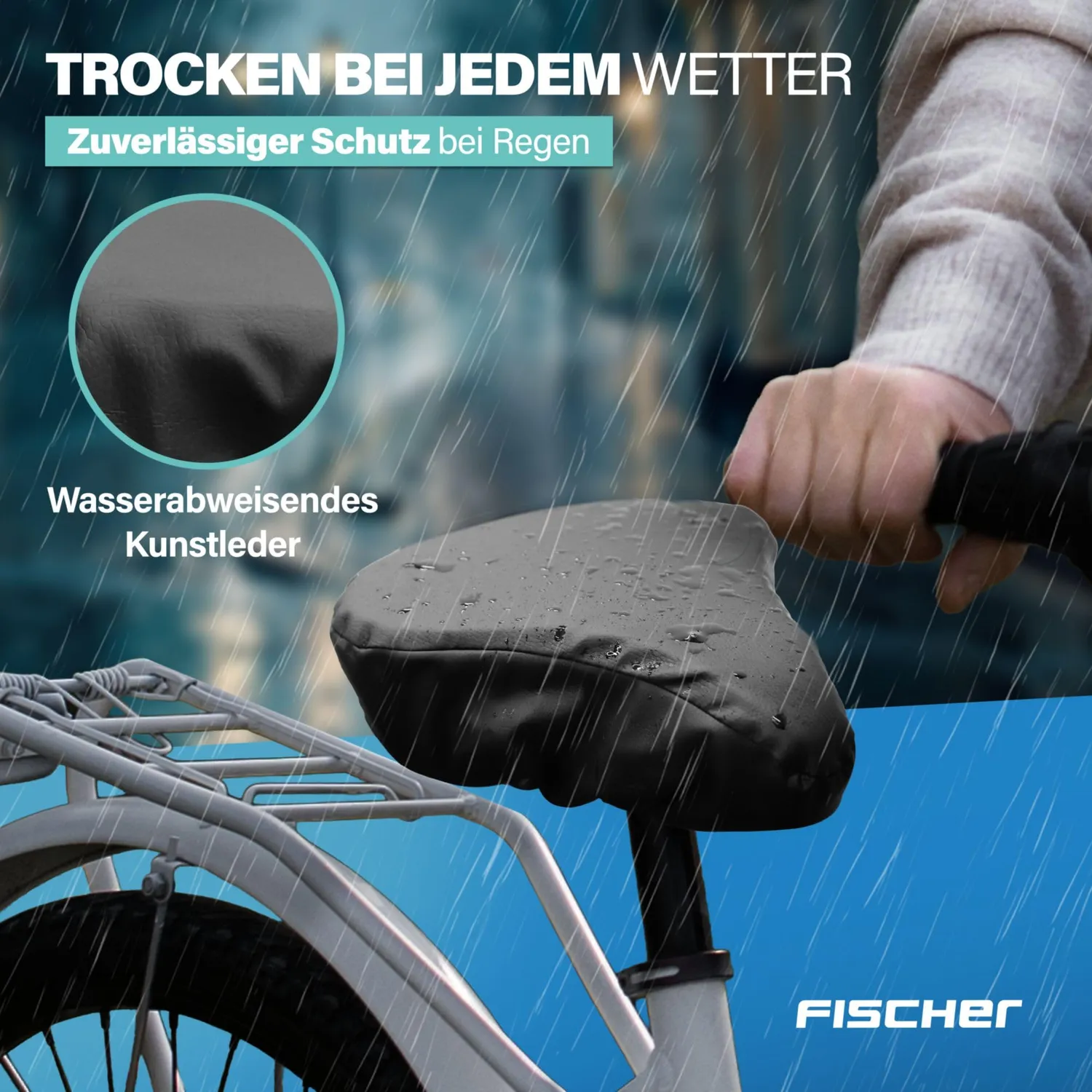 Fischer 2-in-1 Sattelbezug Fell/Kunstleder schwarz gepolstert