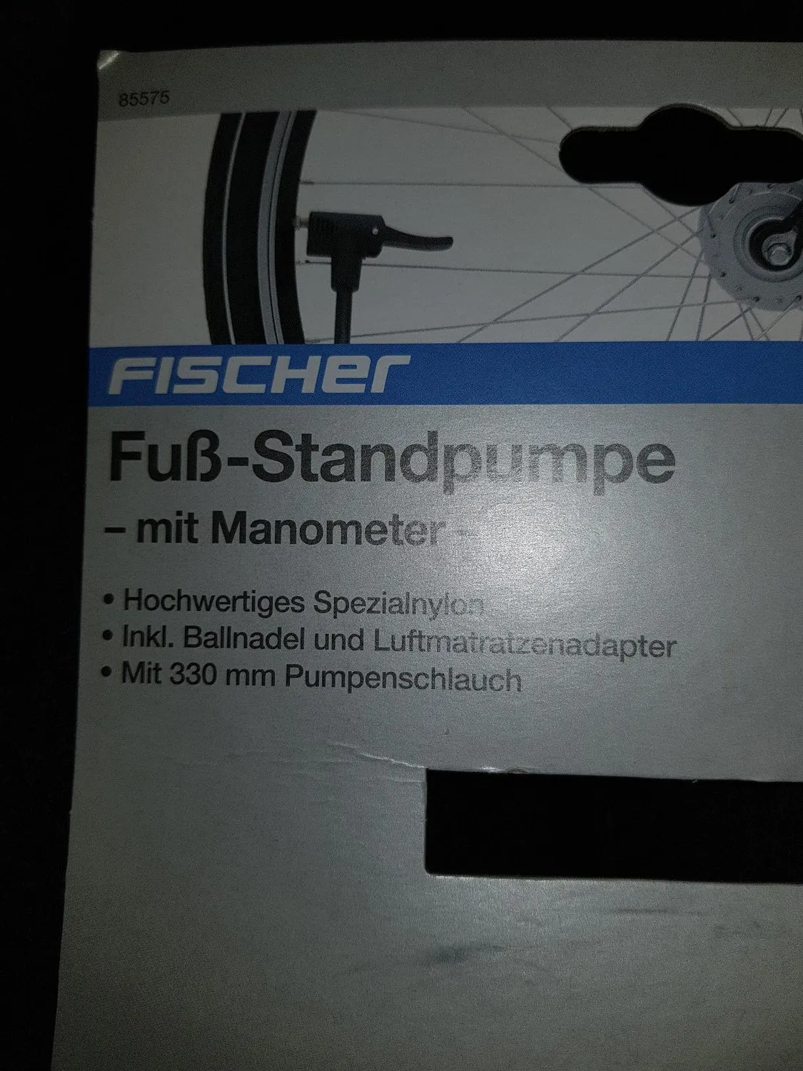 Fischer Fuß-Standpumpe mit Manometer 7 bar Doppelkopf