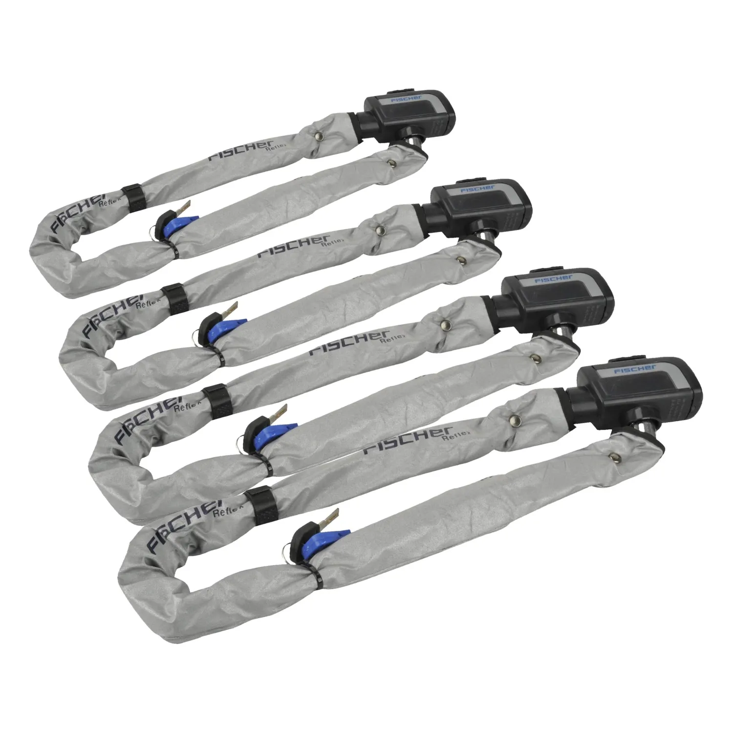 Fischer Reflex Kettenschloss 80cm 8mm Schlüssel silber