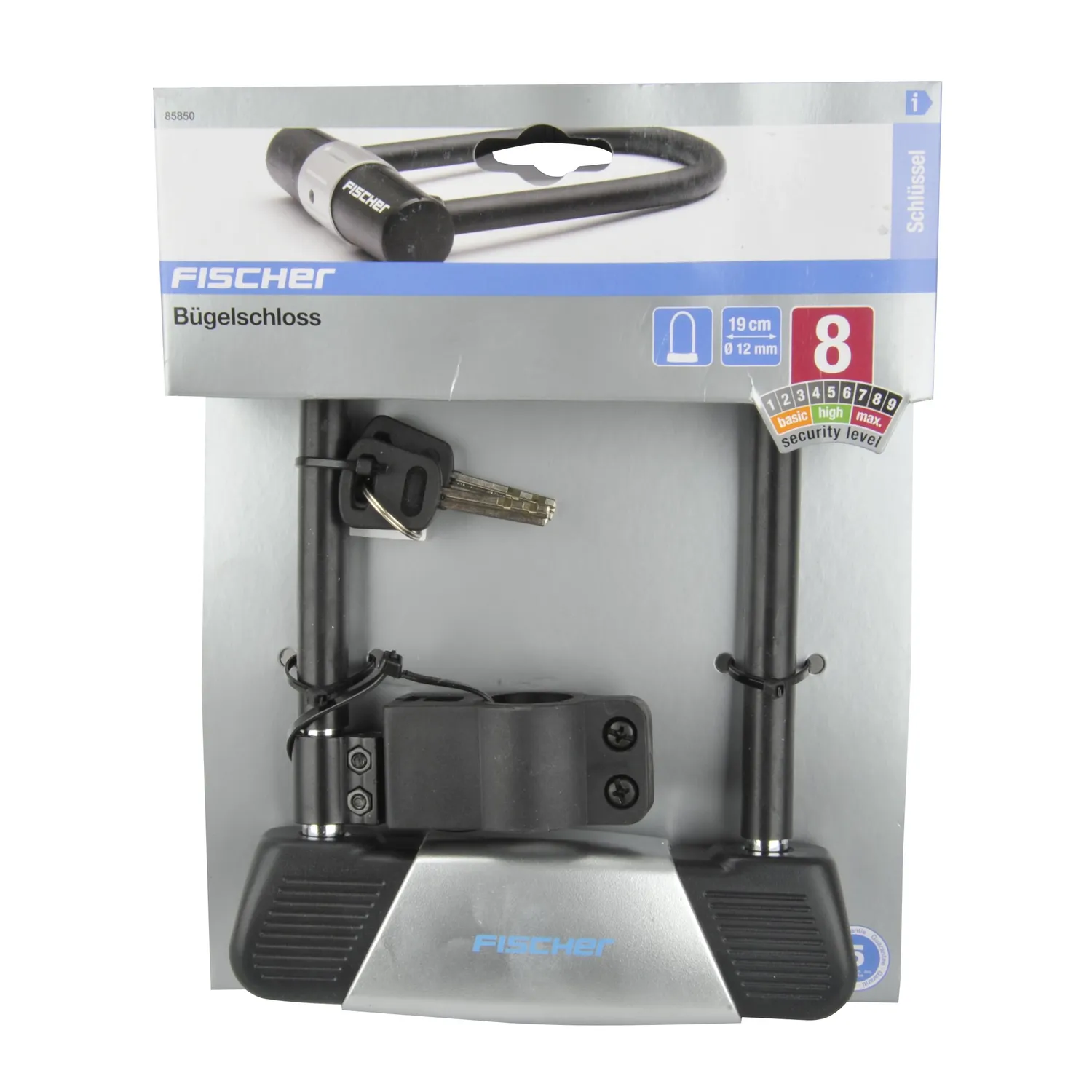 Fischer 85850 Bügelschloss 12 mm schwarz Sicherheitslevel 8