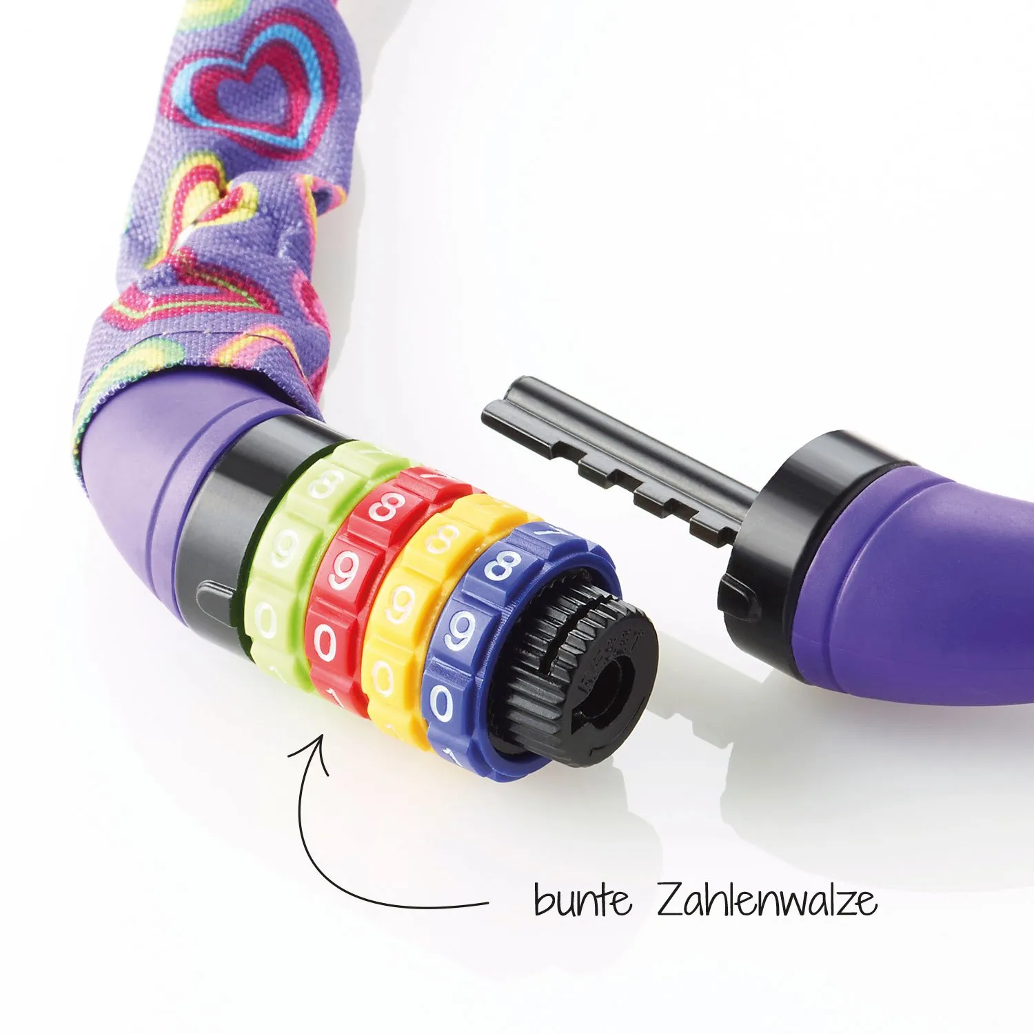 Fischer Kinder Kettenschloss Herz lila 65 cm Zahlencode