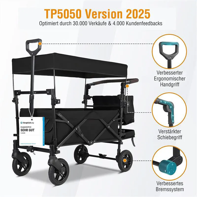 SachsenRad Bollerwagen faltbar mit Dach 150 kg