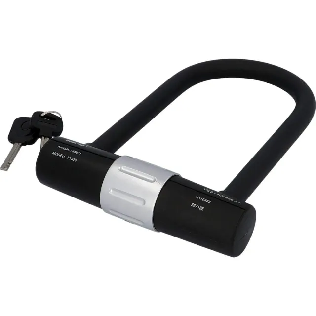 FISCHER Bügelschloss 16 mm schwarz VdS mit Halter