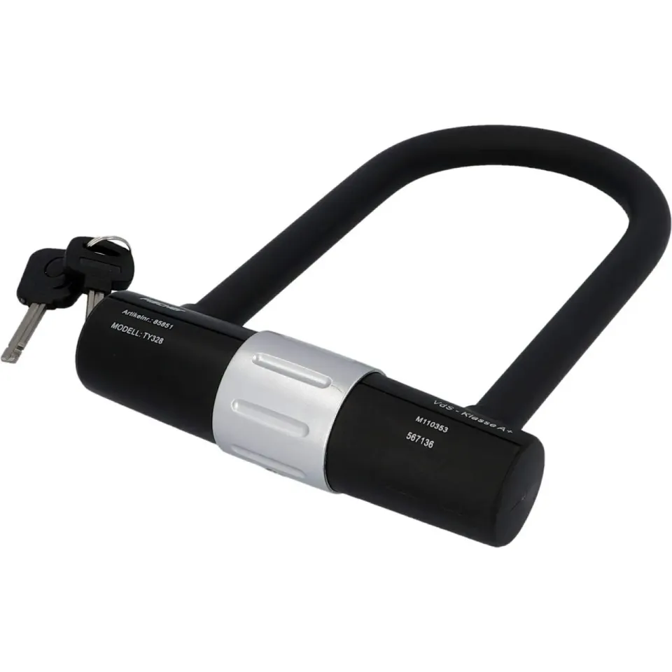 FISCHER Bügelschloss 16 mm schwarz VdS mit Halter