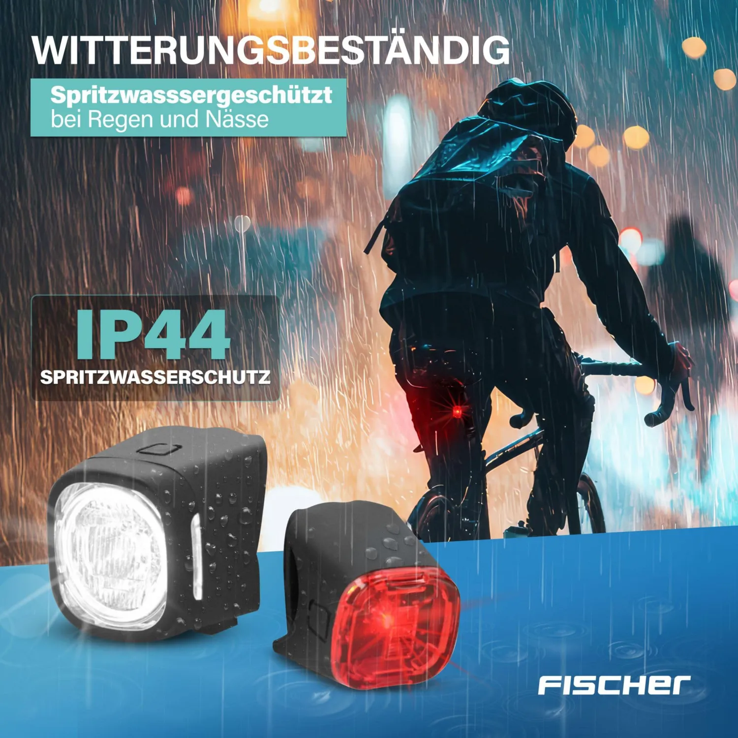 Fischer Square Beleuchtungs-Set USB 40 Lux StVZO wasserdicht