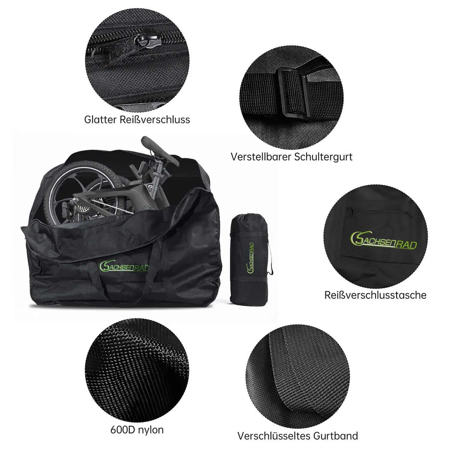 SachsenRad Faltrad-Transporttasche F2 F11 F12 schwarz